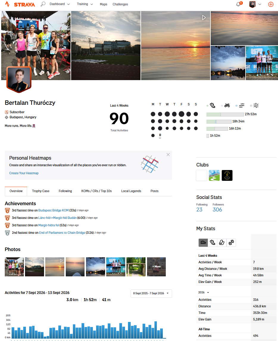 Strava profil előnézet