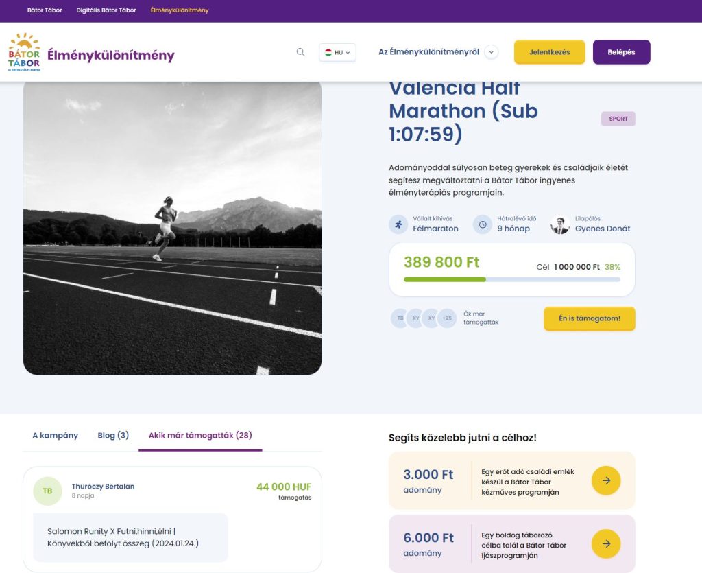 Bátor tábor - Élménykülönítmény | Gyenes donát #milesforsmiles kampányának támogatása